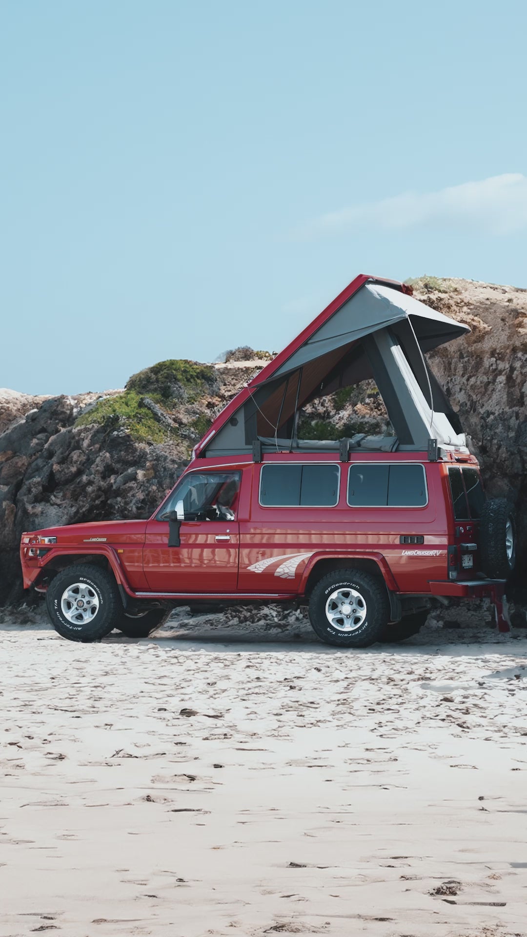 Red vehicle on beach - instagram reel video